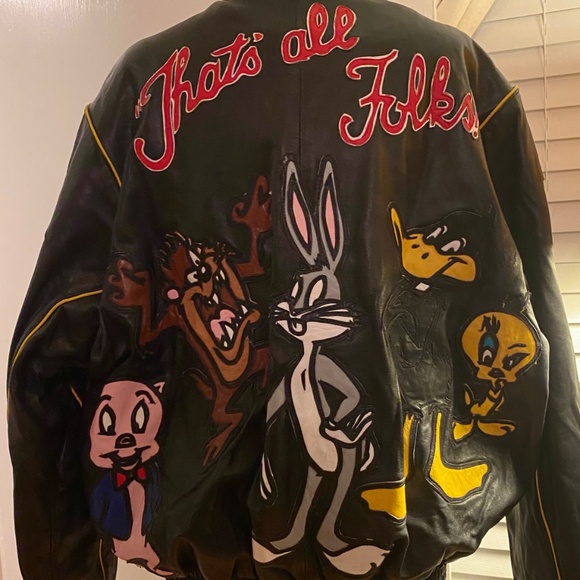 Vintage Looney Tunes Leather Bomber Jacket - Picture 3 of 14